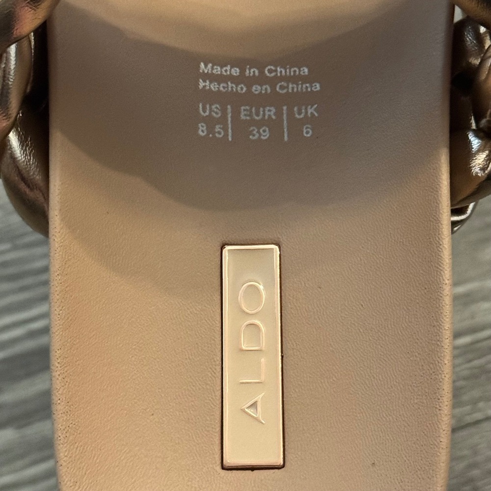 Aldo Metallic Braided‎ Double Strap Slides – Rose Gold, Size 8.5 NWOT - Picture 6 of 8